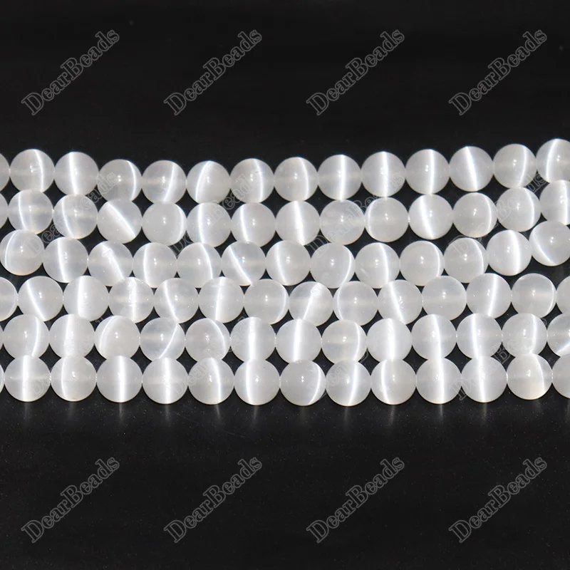 

White Calcite Gemstone Selenite Beads Natural Cat's Selenite Beads for Jewelry Bracelet Making 6mm 8mm 10mm