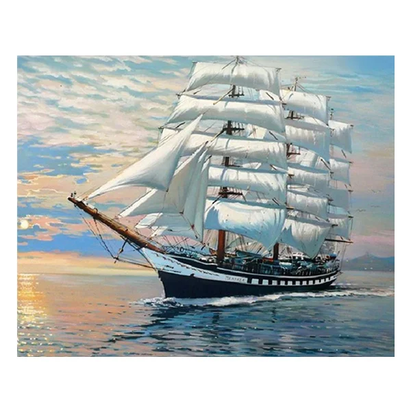 

HUACAN Sailboat Ocean Oil Painting by Numbers Landscape Dropshipping DIY Pictures by Numbers Mosaic Scenery for Home Decoration
