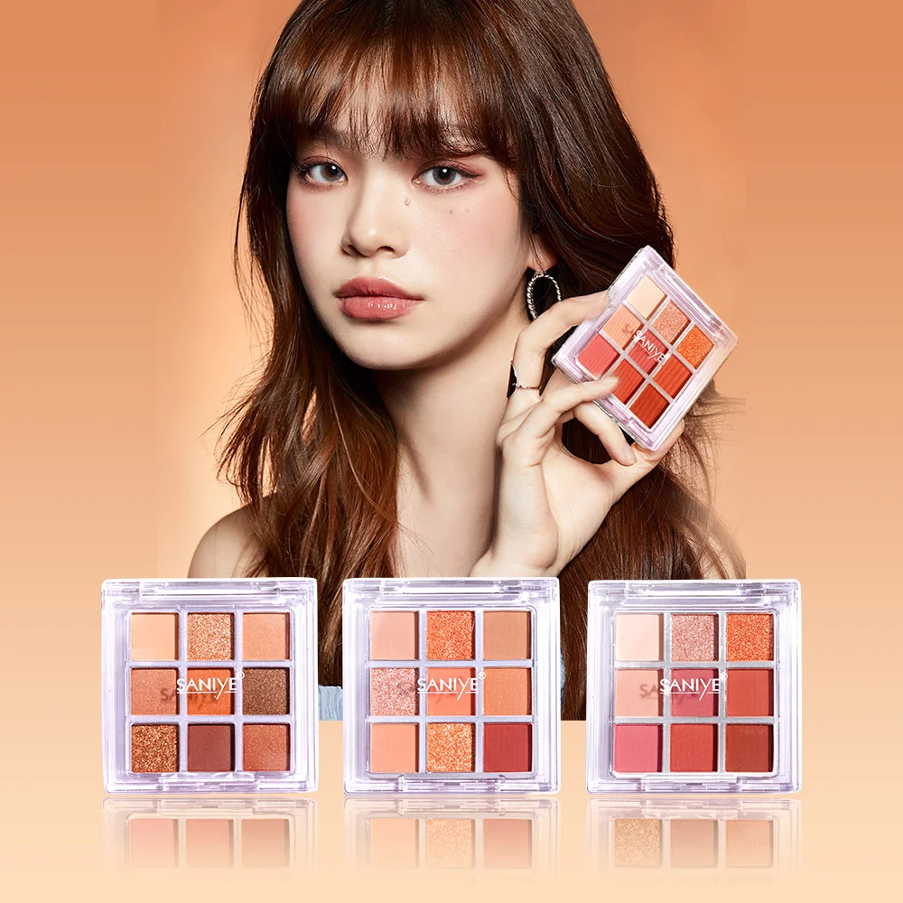 

Saniye hot sale costomized 9 eyeshadow palette korean matte nude eyeshadow palette wholesale glitter eye shadow customize logo