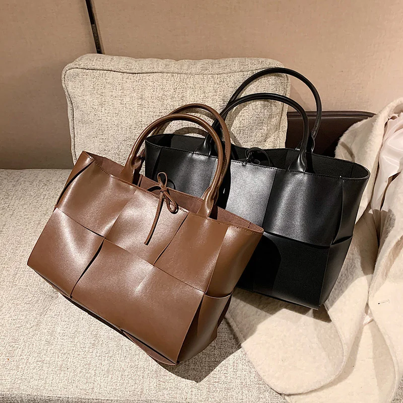 

2021Luxury fashion designer vintage large handbags ladies shoulder bags elegant vegan leather woman tote bag, 3 colors