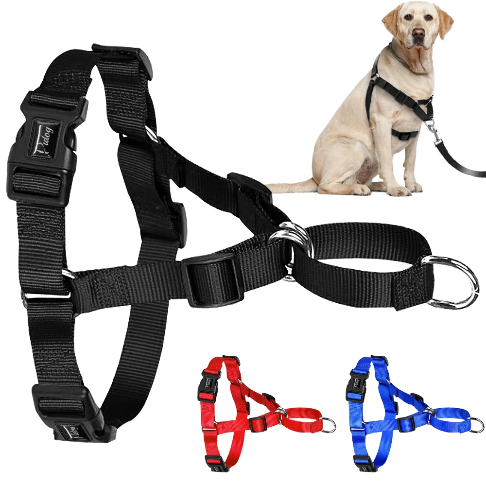 

No Pull Nylon Dog Harness Adjustable Pet Dog Harnesses Vest For Medium Large Dogs Pitbull Bulldog German Shepherd S-XL Black, Black/blue/red