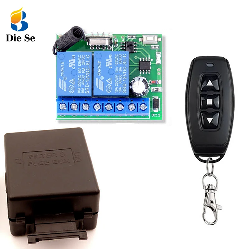 

433mhz DC12V 2CH RF Relay Receiver rf transmitter Wireless Remote Control Switch for garage Door remote Control