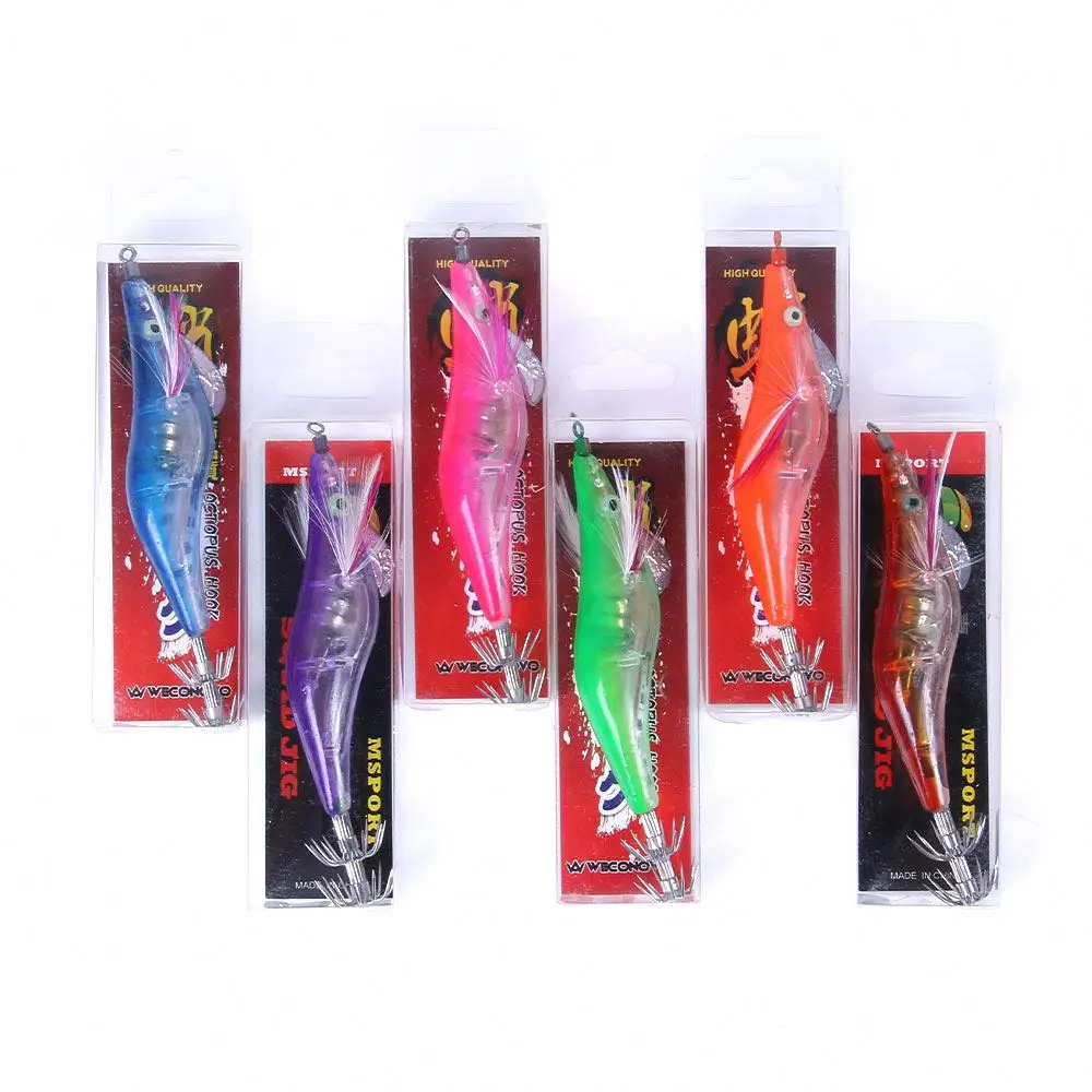 Topline 6 Colors 2.5# 4 Inch/10Cm 12.5G Electronic Luminous Jig Flash Fishing Wood Shrimp Lure Squid Led Light Jigs Lures