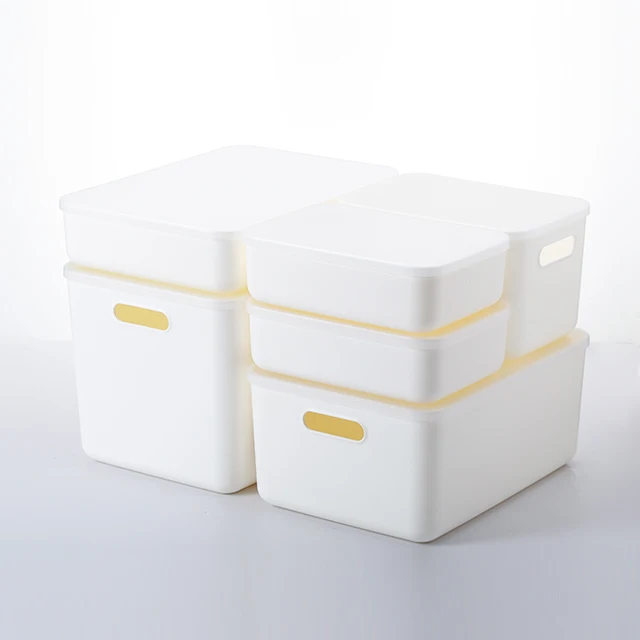 

SHIMOYAMA PP Small Handled Type Mass Decorative organizing Pantry White Plastic Stackable Storage Box