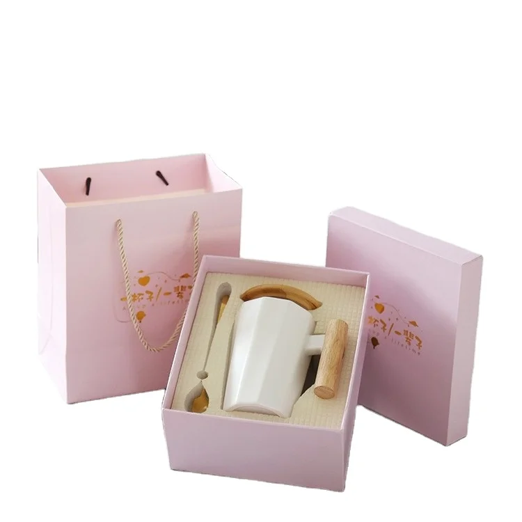 

New Brand Creative Ceramic Coffee Tumbler Mugs with The Wood Handle