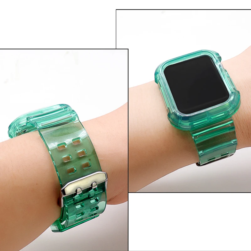 

Replacement Transparent TPU Watch Band For I Watch 40mm 44mm, TPU Watch Band With Anti-bump Shockproof Case