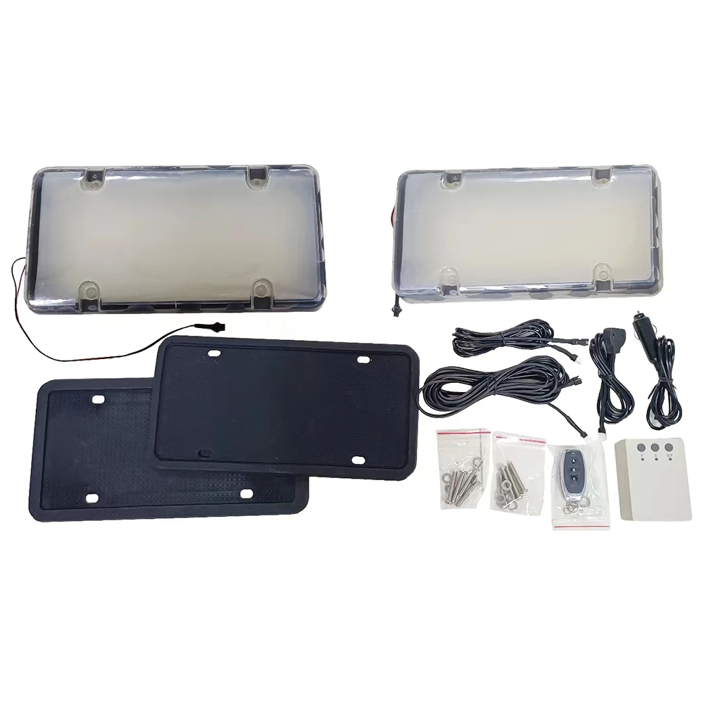 Fog License Plate Holder flipper Electric Adjustable License Plate Holder Cover Kit with Remotes Control for USA