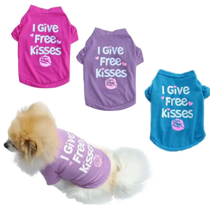 

Spring And Summer Cotton Breathable Short-sleeved Dog T-shirt For Small Dog, Red, purple, blue