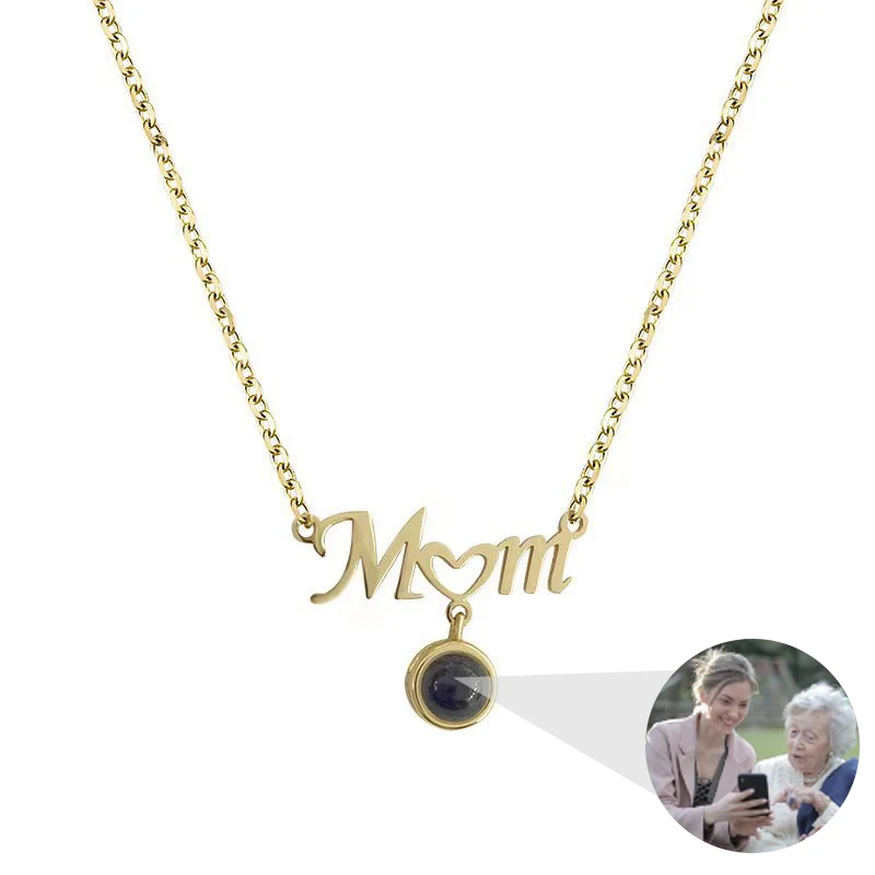Mother's Day Necklace I Love You Mom Necklace 100 Languages Projection Pendant Heart Mom Jewelry Gift for Women Mom