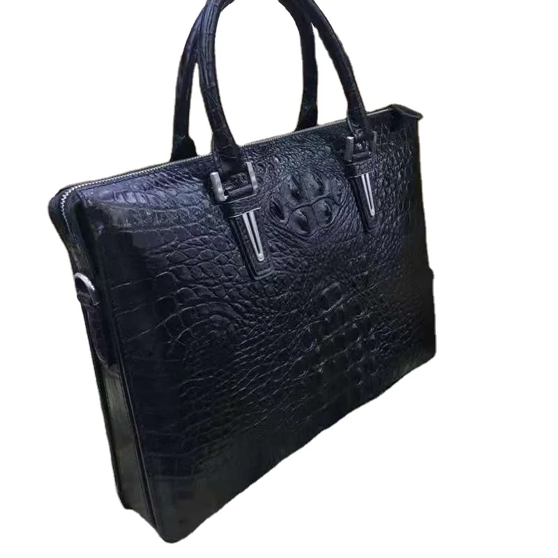 

New Trendy Designer Luxury Life Men Real Crocodile Skin hand Bag Luxury Crocodile Leather briefcase laptop bag for men, Black