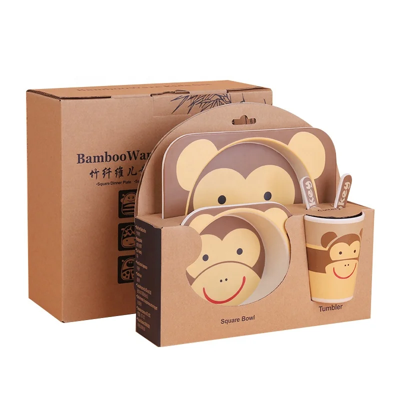 

Animal Design Children Tableware Set Bamboo Fiber Kid Dinnerware Plate Set