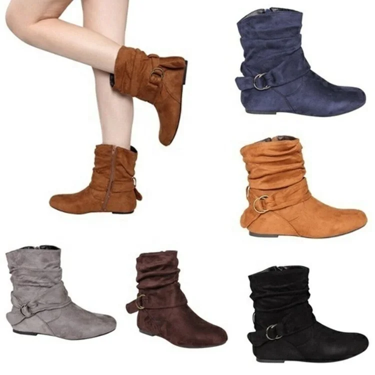 

Wholesale fashion women shoes new flat short ankle boots suede ladies boots, Fluorescence green