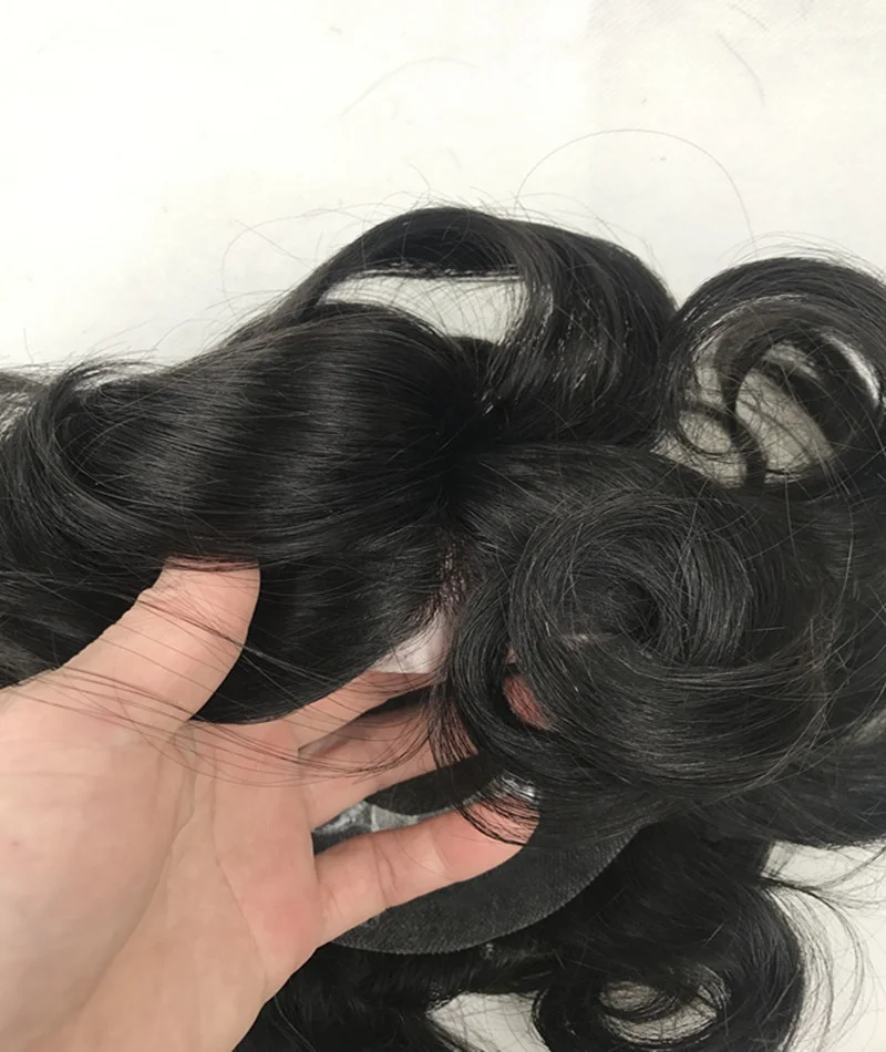 

Factory Price Natural hairline indian human hair replacement toupee for wholesale, Off black #1b