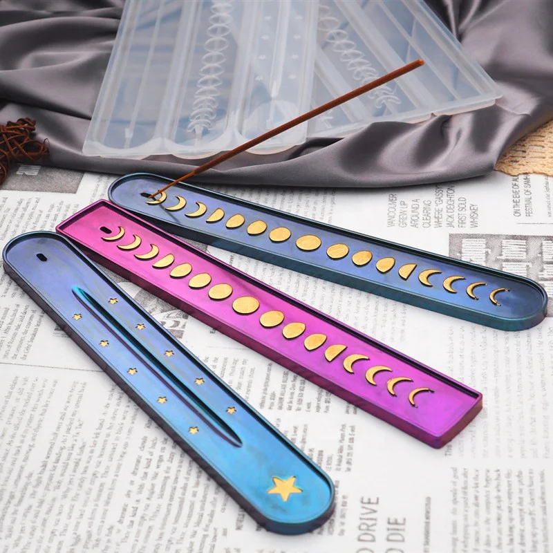 

Star Moon Phase Incense Sticks Holder Mold Burner Ashes Container Epoxy Resin Silicon Mould