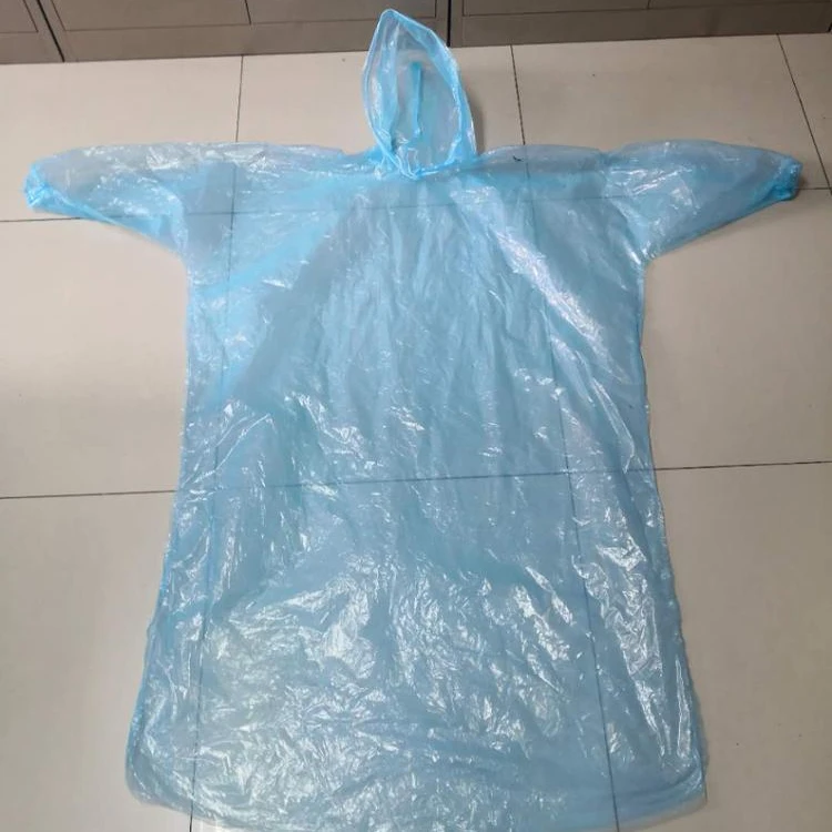 
large amount stock PE Raincoat with elastic Cuff and hood 