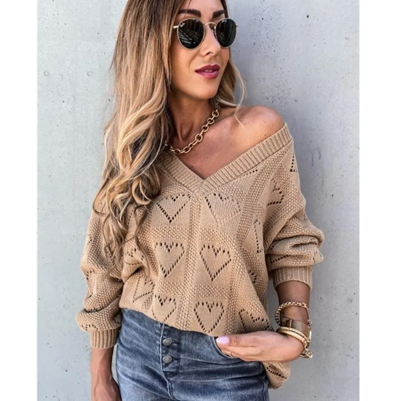 

Women Casual Long Sleeve Knitted Sweater Top Winter Hollow Out Elegant Pullover Jumpers Sweater Pullover Women, Pictures
