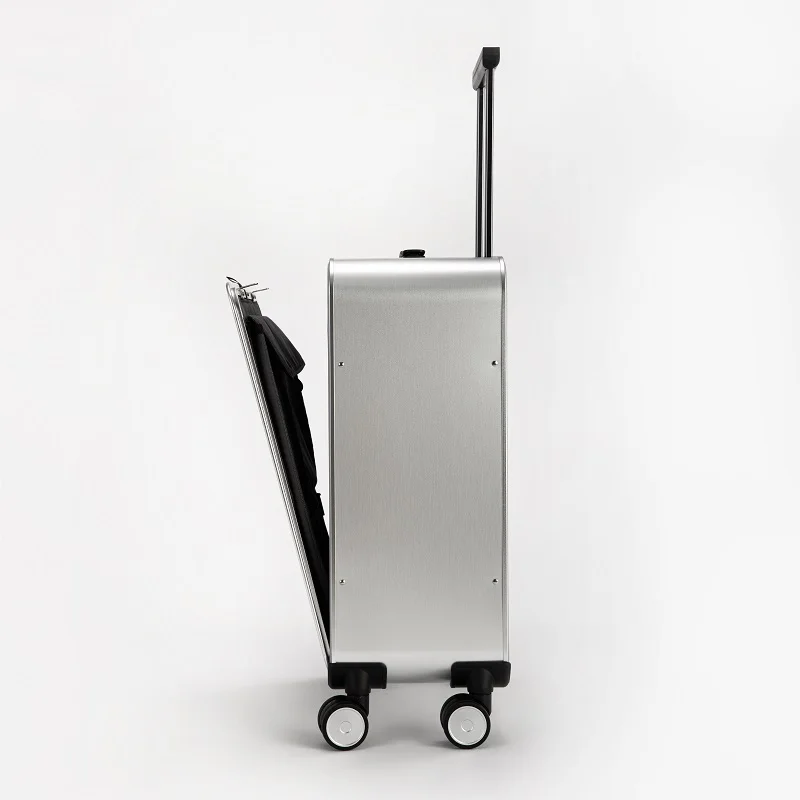 

Side open business all aluminum alloy trolley case custom front open metal suitcase boarding Case Suitcase set