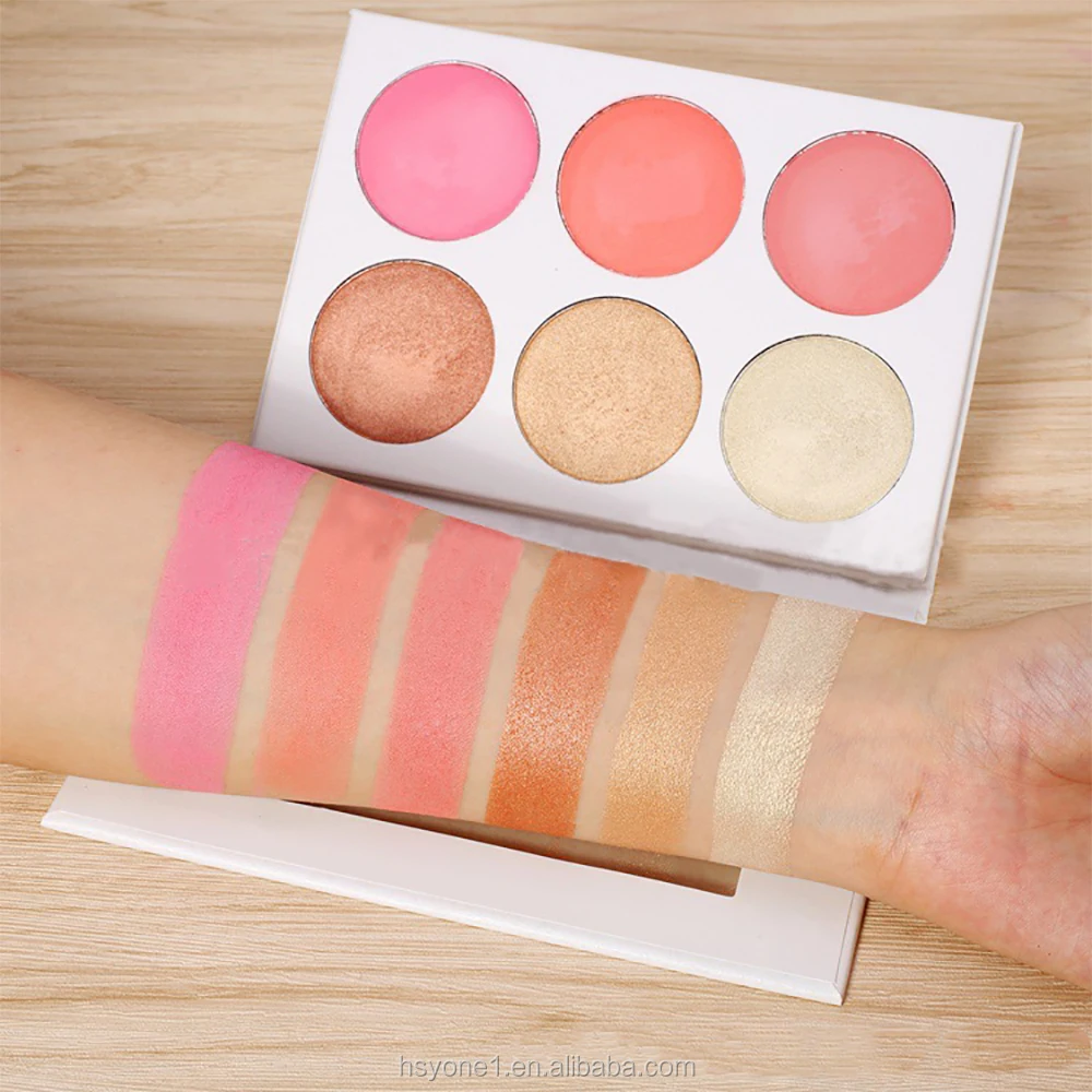 

Improved formula product cheap Blush Palette private label blusher no logo contour highlighter, 6colors