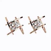 

Fashion Geometric Crystal Cubic Zircon Stud Earrings geometric square crystal diamond gold earring for ladies women 2019