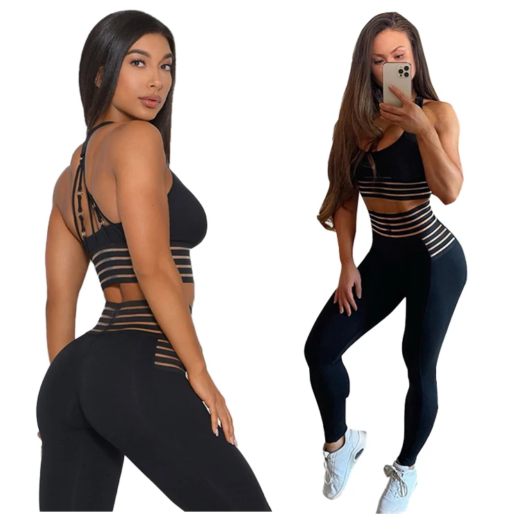 

New fashion Sleeveless backless yoga suit Quality Fitness Yoga Suit High Waist Workout Yoga Set Leggings PantsYoga Sports Suit, Black