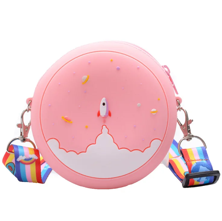 

Colorful Silicone Coin Purse Lovely Round Shape Wallet Girls Pouch Keychain Zipper Coin Purse Kids Bag, Customized