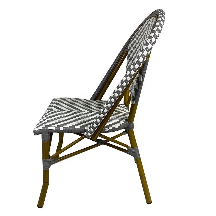
Hot Selling european outdoor coffee dining miniature wicker rattan french bistro chair 