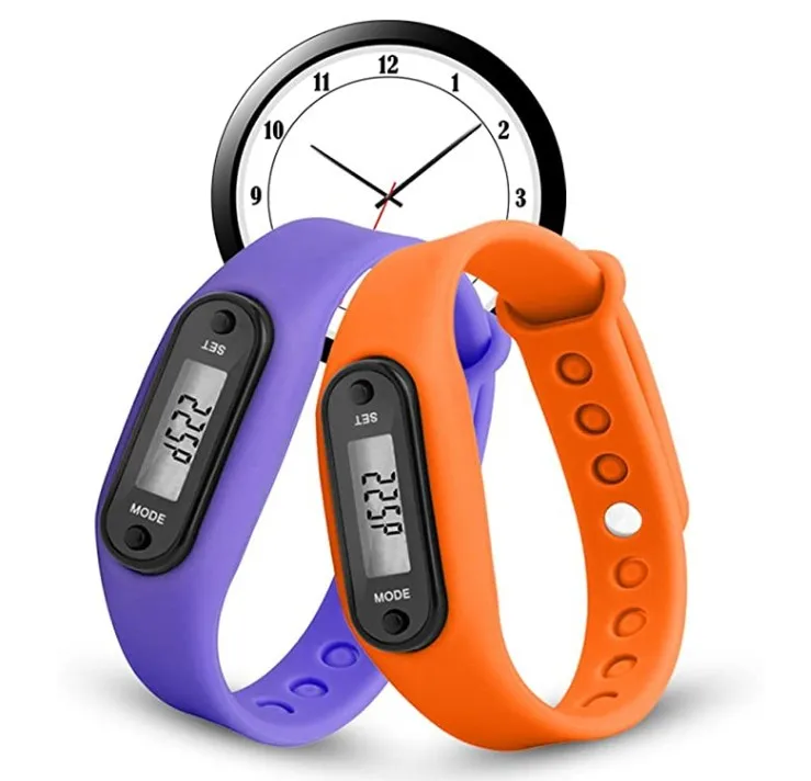 
Stylish Colorful Run Step Walk Watch Waterproof Silicone Pedometer Bracelet Replacement WristBand with Buckle for Kids Women Men 