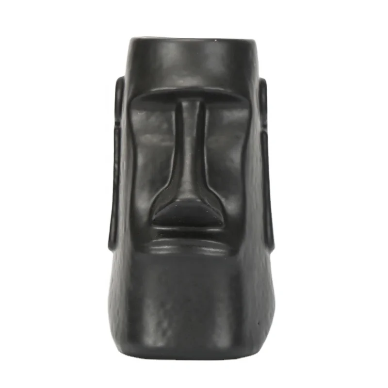 

Tiki Style Ceramic Cup Personalized Hawaiian cocktail glass Creative Tiki Mugs Statu Tiki Mug, Black