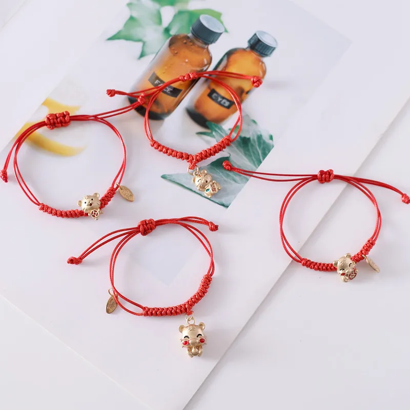 

Fashion Gift Red Rope Lucky Charm 2022 Chinese New Year Tiger Bracelet