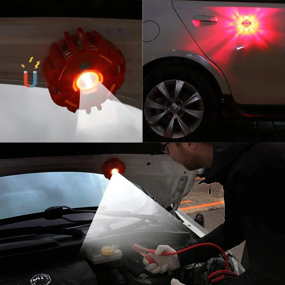 
IPX8 Waterpoof 11 Modes Emergency Safety 17PCS LEDs Roadside Magnetic Vehicle Portable Signal Warning Light Lamp 