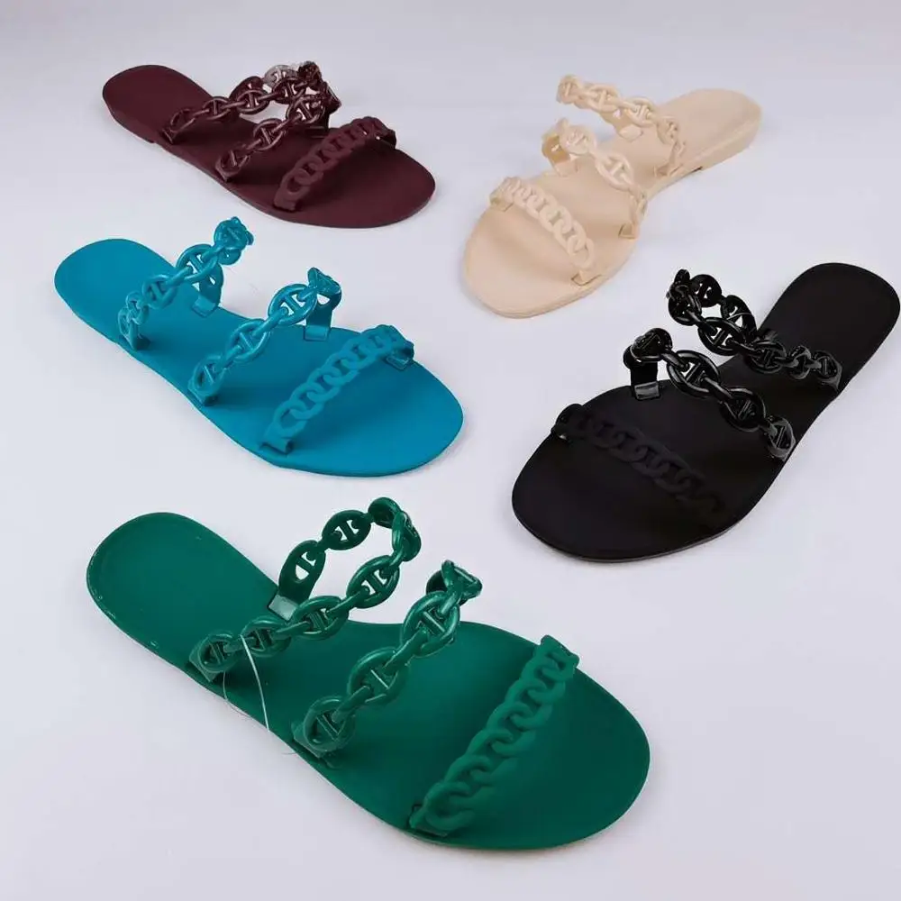 

summer fashion lady jelly slippers colored outdoor jelly sandals for women