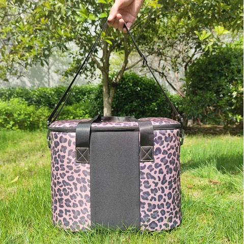 

Summer High Capacity Canvas Ice Cooler Bags Backpack Custom Leopard Cow Print Insulated Coolers, Pictures show