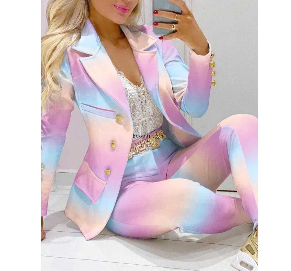 

Wholesale 2022 new arrivals Floral Print blazers ladies women blazer two piece pants set