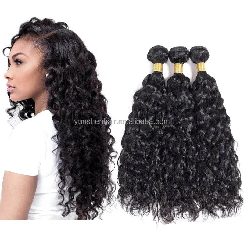 

Cheap Cuticle Aligned Hair Wig Vendor Wholesale Peruvian Hair Bundle with Closure Water Wave Human Hair Bundles, Natural black/ #1b color