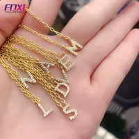 

Custom personalized initial necklace gold diamond letter pendant cz