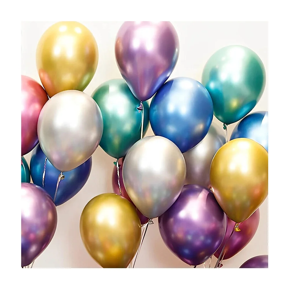 

50pcs 10inch Shiny Happy Birthday Party Decoration 10 inch Ballon Latex Red Pink Purple Gold and Silver Metallic Balloon for Kid