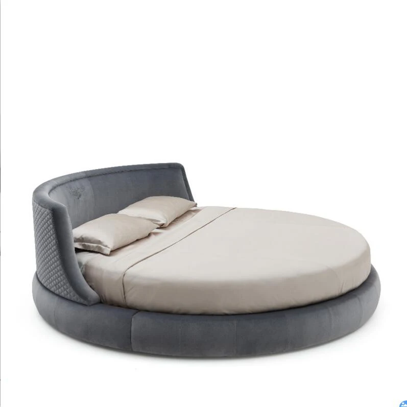 Hot Sale Modern Bedroom Furniture Set Blue Fabric Circle Beds For