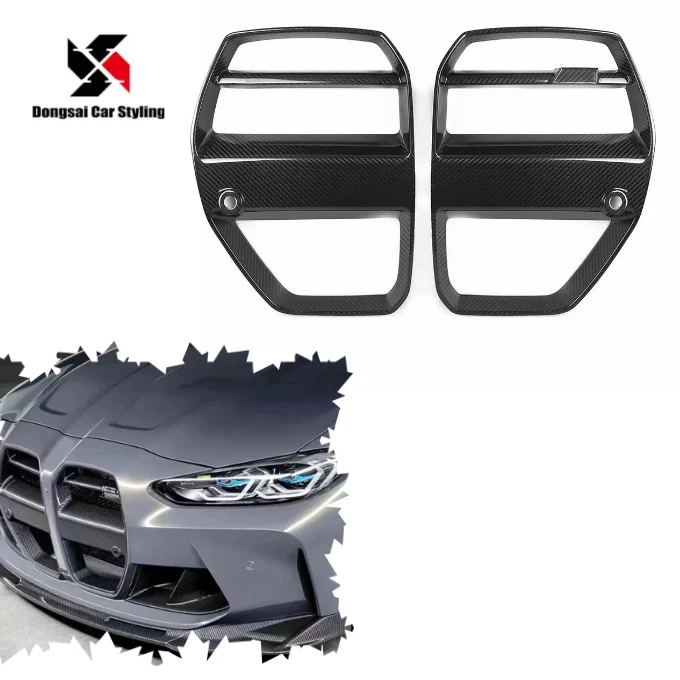 

For BMW M3 G80 M4 G82 G83 Competition V Style Dry Carbon Front Bumper Kidney Grill Mesh Grille 2020+