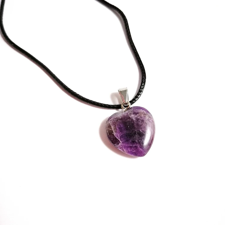 

Gift sets amethyst heart pendant charm black stones diy, Natural color pendant