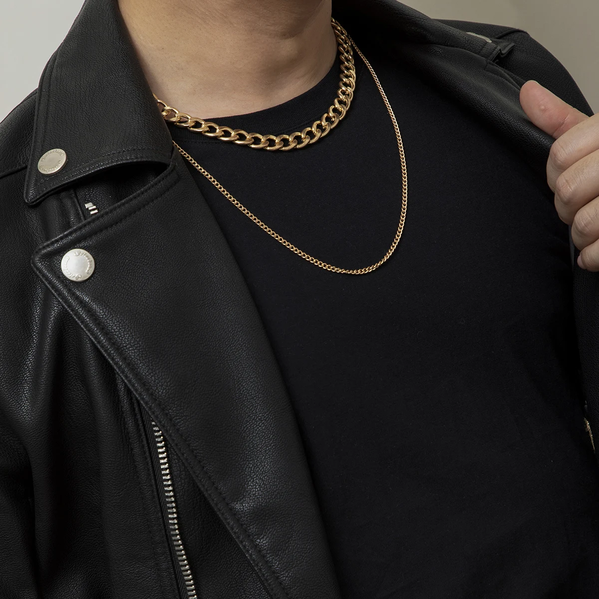 

SHIXIN Simple Hip hop Double Chain 18Inch Men Necklace Jewelry Thick Curb Miami Cuban Link Chain Necklace for Men Street Jewelry, Silver,gold