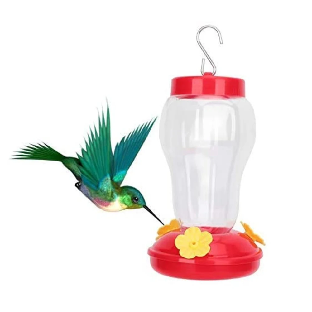 

Plastics Bird Water Feeder Bottle Hanging Hummingbird Feeder Garden Outdoor Plastic Flower Iron Hook Bird Feeder