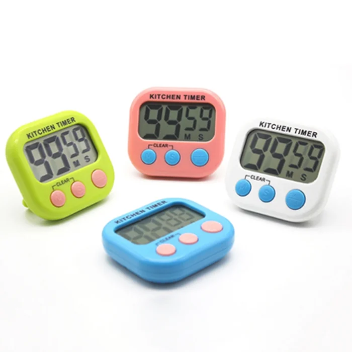 

Amazon hot sell Mini magnetic Digital kitchen timer with alarm clock, White,yellow,pink,blue