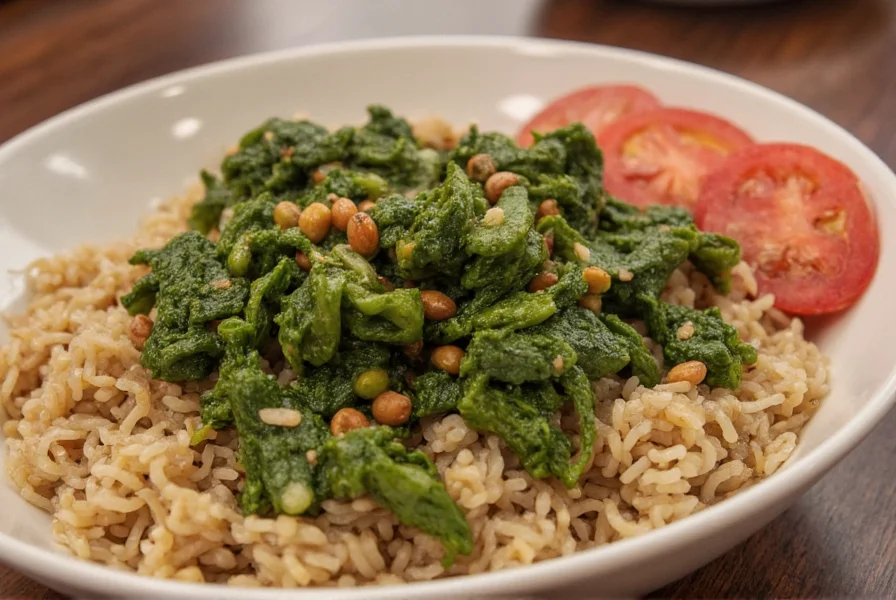 Ethiopian collards served with injera