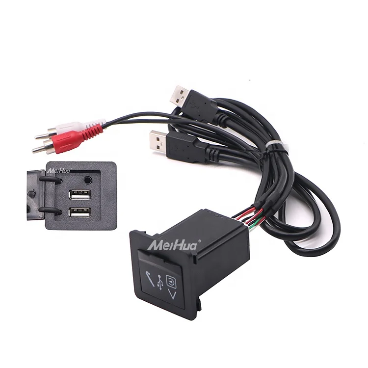 

Meihua Car Radio Dual USB 2.0 AUX RCA Audio Video Extension Wire Cable for Mitsubishi Pajero Sport 2017-2019