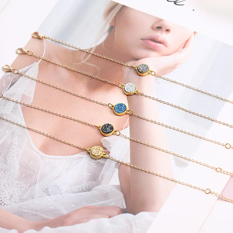 

Handmade Simple design resin druzy bracelet Fashion charm bracelet women and girls friendship bracelets gift wholesale