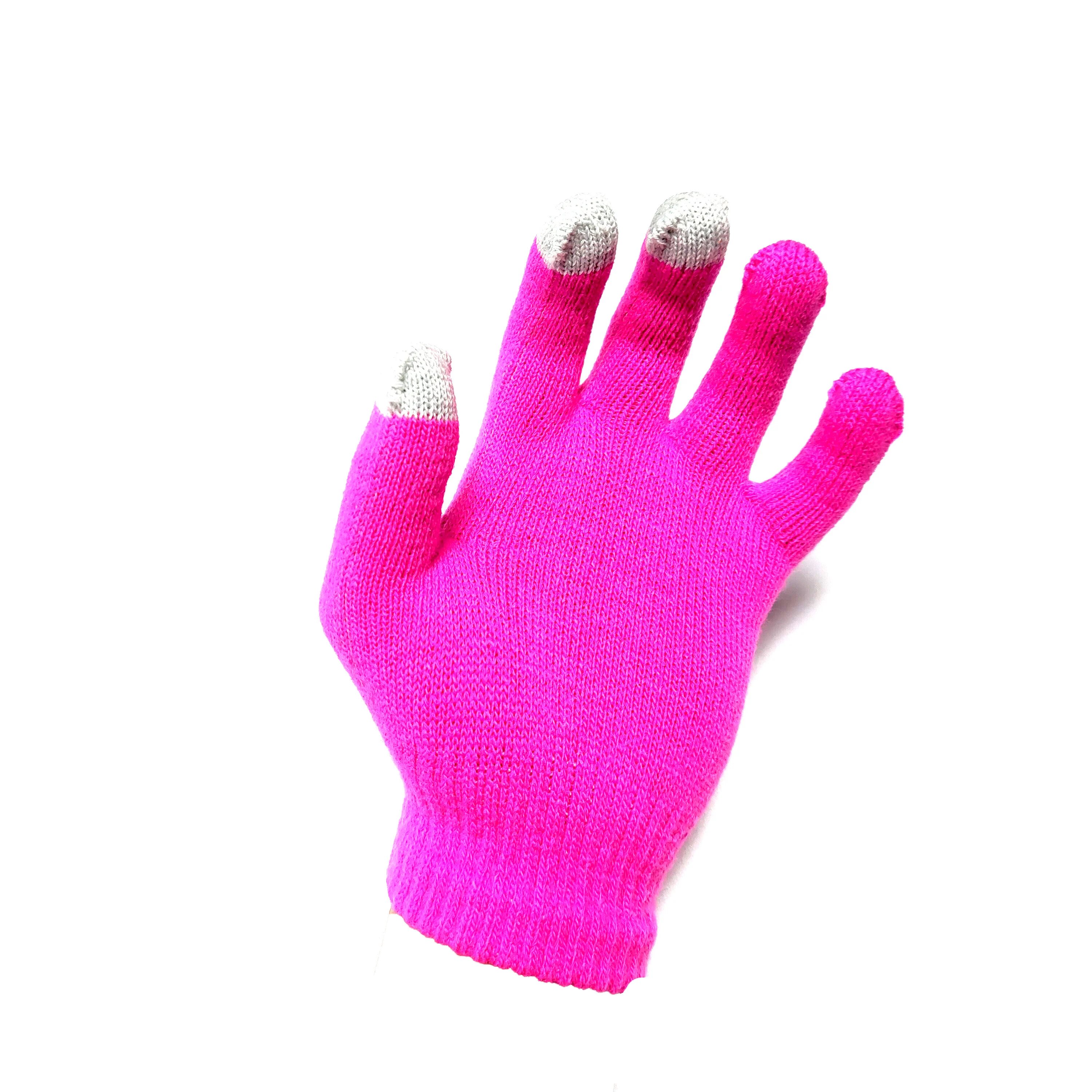 
Hot sale children kids acrylic polyacrylonitrile knitted warm finger cute winter magic gloves 