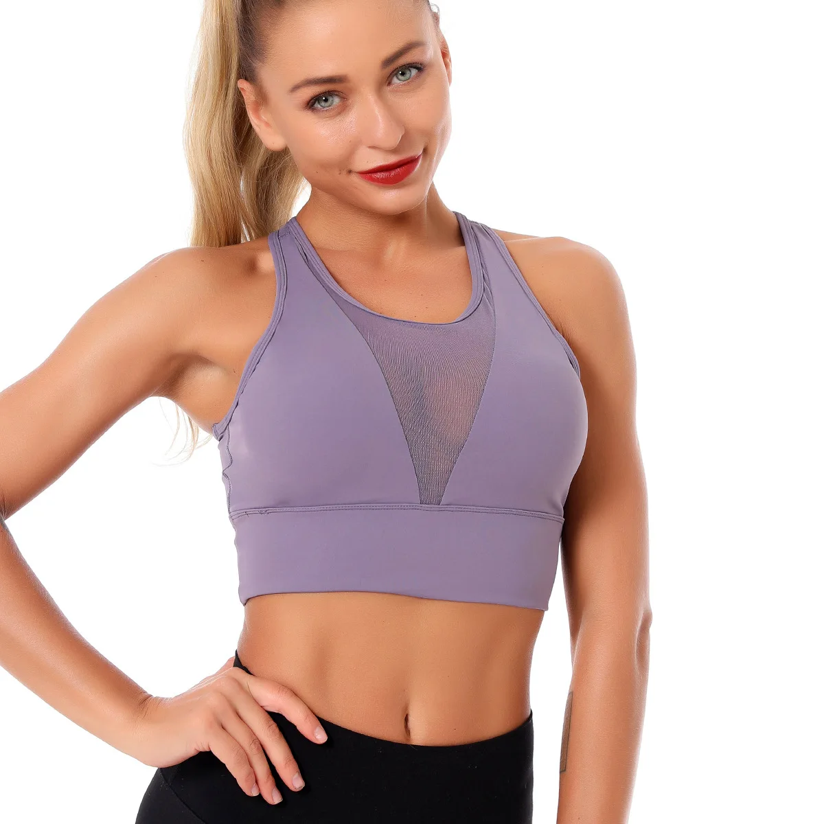 

New Arrival Europe America Cross Beautiful Back Sorts Underwear Women Net Gauze Style Fitness Underwear Sports Bra