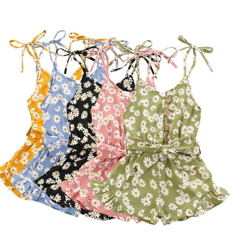 

Ready to Ship Girls Kids Clothing Sleeveless Princess Romper Flower Daisy Suspender Dress Romper Beach Party Baby Clothes