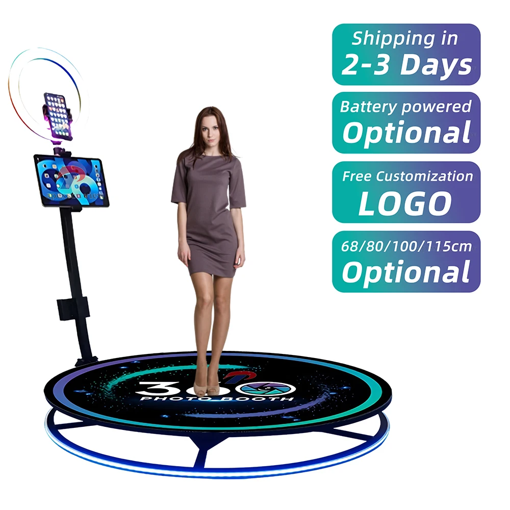 

Fast Shipping 48H 360 Photo Booth 115 Cm Camera Video Degree Spinner Rotating Photobooth Machine