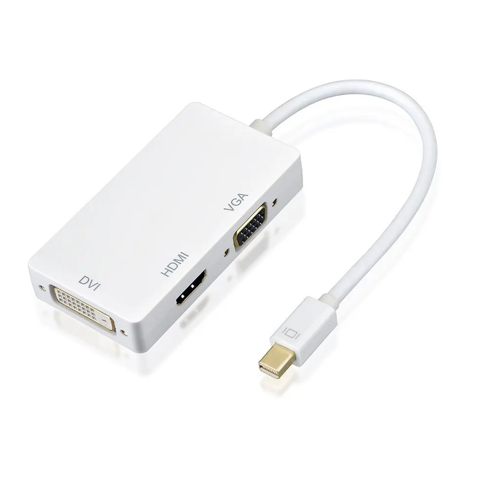 

1080P 3 in 1 Mini DP 1.2 to VGA HDMI-compatible DVI Hub Mini DisplayPort to VGA HDTV DVI Adapter, White black